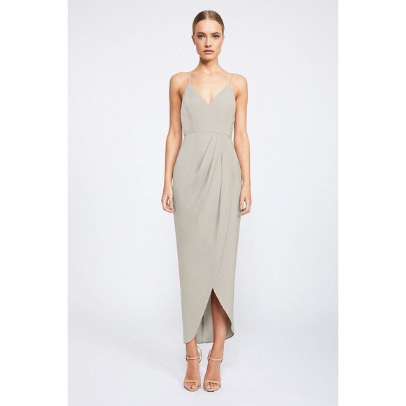 Shona Joy Dresses & Skirts - Shona Joy | Cocktail Draped Dress | Grey | Midi Cocktail Dress | US 4
